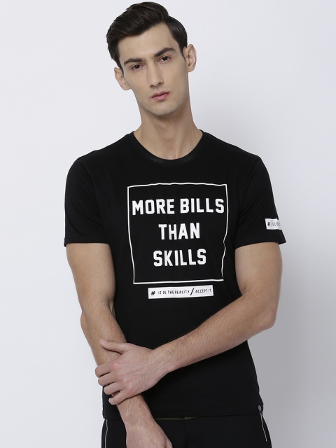 

LOCOMOTIVE Men Black Printed Round Neck T-shirt