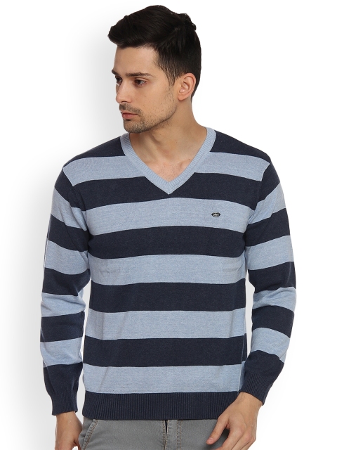 

Duke Men Blue Striped Sweater