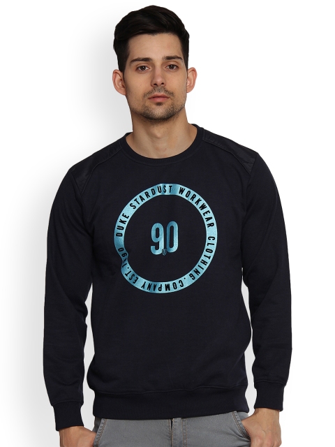 

Duke Men Navy Blue Solid Sweatshirt