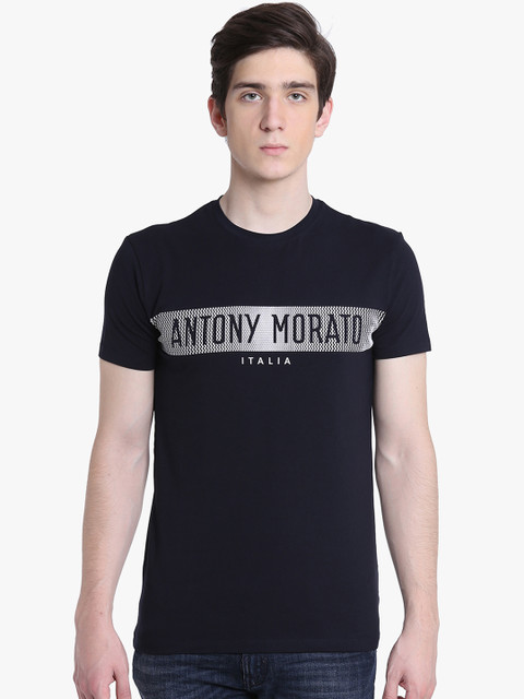 

Antony Morato Men Navy Blue Printed Round Neck T-shirt