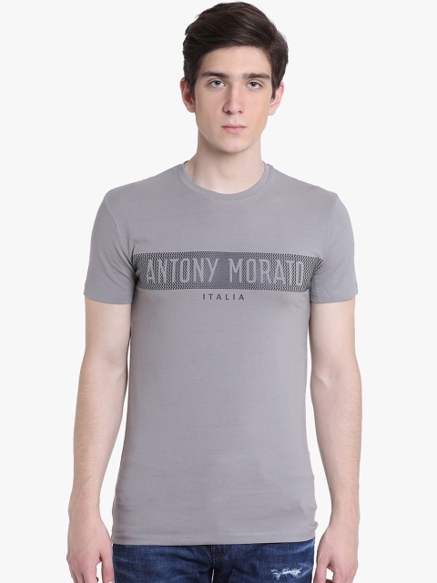 

Antony Morato Men Grey Printed Round Neck T-shirt