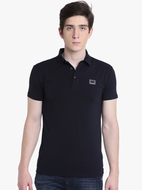 

Antony Morato Men Blue Solid Polo Collar T-shirt