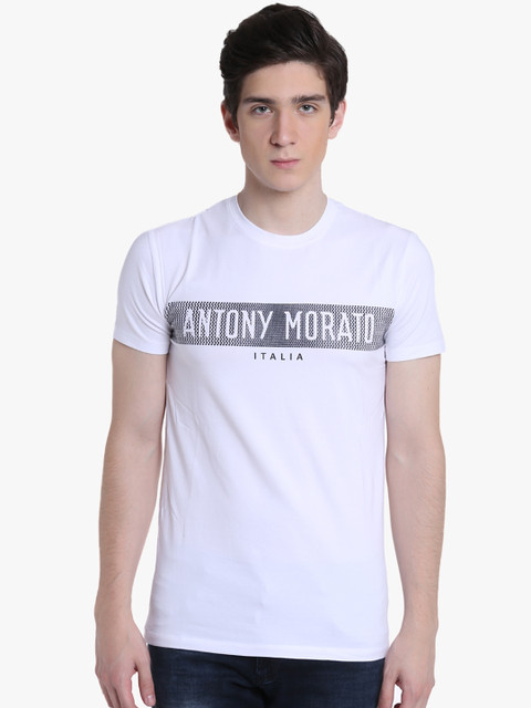 

Antony Morato Men White Printed Round Neck T-shirt