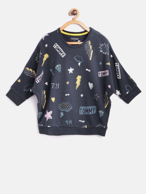 

Tommy Hilfiger Girls Navy Printed Sweatshirt, Navy blue