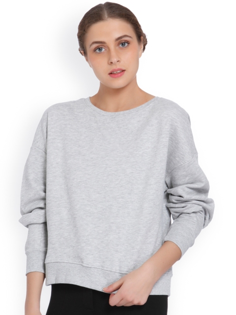 

ONLY Women Grey Melange Striped Sweatshirt