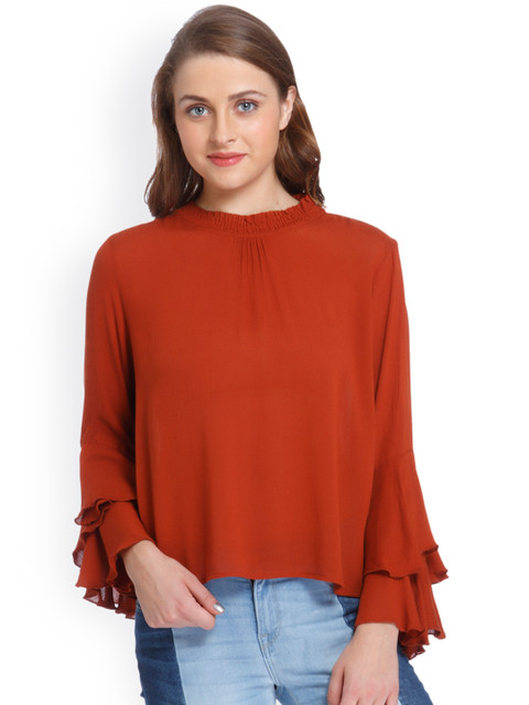 

ONLY Women Rust orange Solid Top