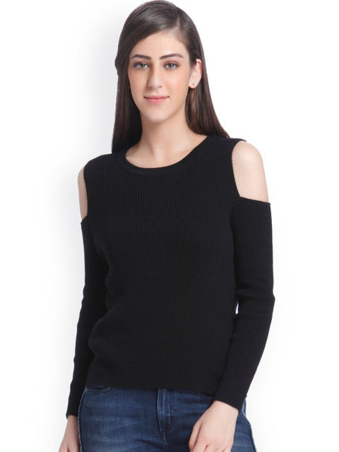 

ONLY Women Black Ribbed Pullover
