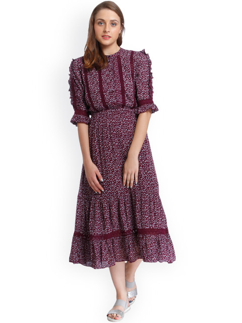 

ONLY Women Purple Printed A-Line Dress