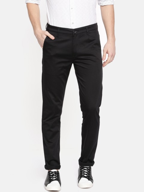 

SPYKAR Men Black Relaxed Slim Fit Solid Regular Trousers