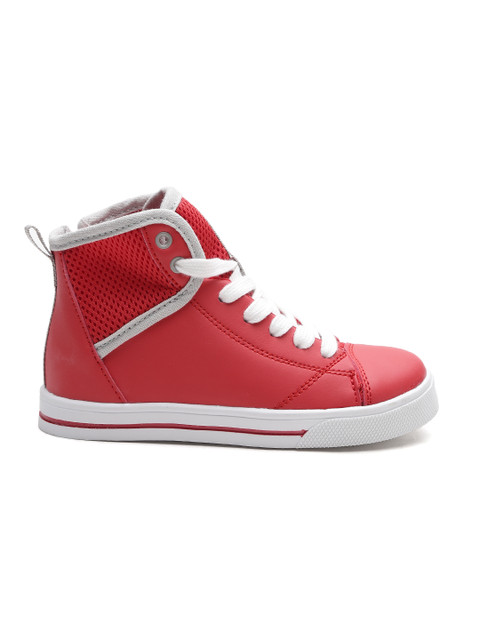 

United Colors of Benetton Boys Red Solid Mid-Top Sneakers