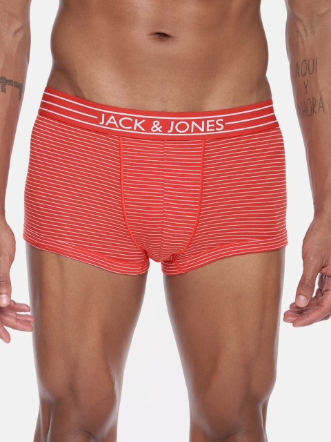 

Jack & Jones Men Red & White Striped Trunks 1955212001