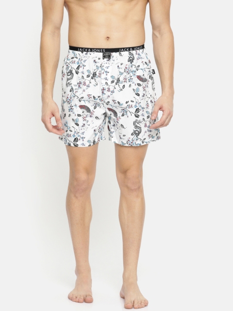 

Jack & Jones Men White & Black Printed Boxers 1954497001