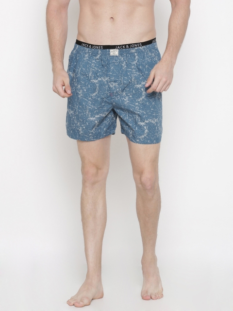 

Jack & Jones Teal Blue Printed Boxers 1954496001