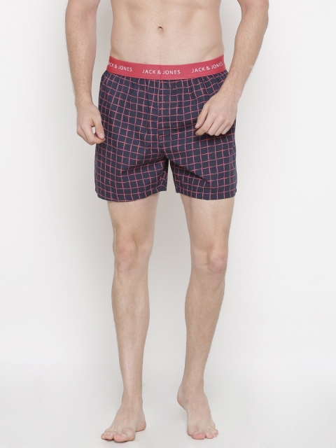 

Jack & Jones Purple & Red Checked Pure Cotton Boxers 1954488001