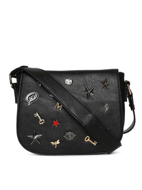 

Ginger by Lifestyle Black Self Design Sling Bag