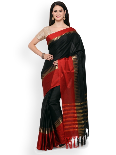 

Saree mall Black Silk Blend Woven Design Banarasi Saree
