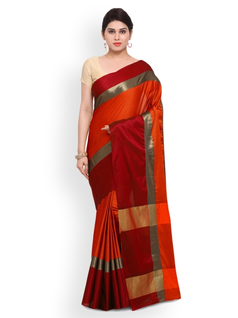 

Saree mall Orange & Maroon Art Silk Solid Saree