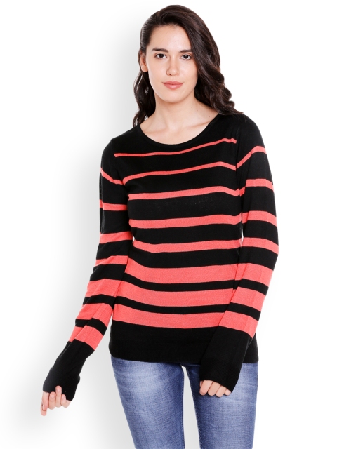 

Manola Women Black & Orange Striped Pullover