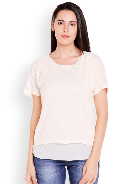 

Manola Women Cream-Coloured Self Design Top