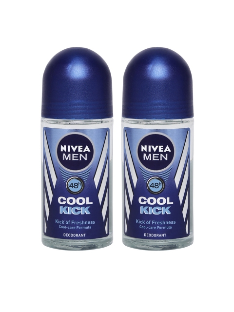 

Nivea Men Set of 2 Cool Kick 48h Roll-On Deodorants, Blue