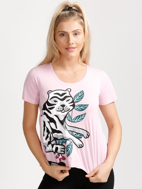 

WEST VOGUE by Zivame Women Pink Printed High-Low Top