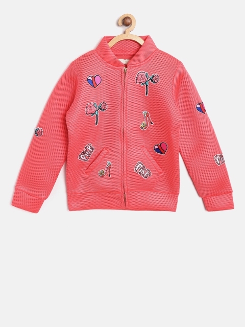 

Tiny Girl Girls Coral Pink Solid Tailored Jacket With Applique Detail