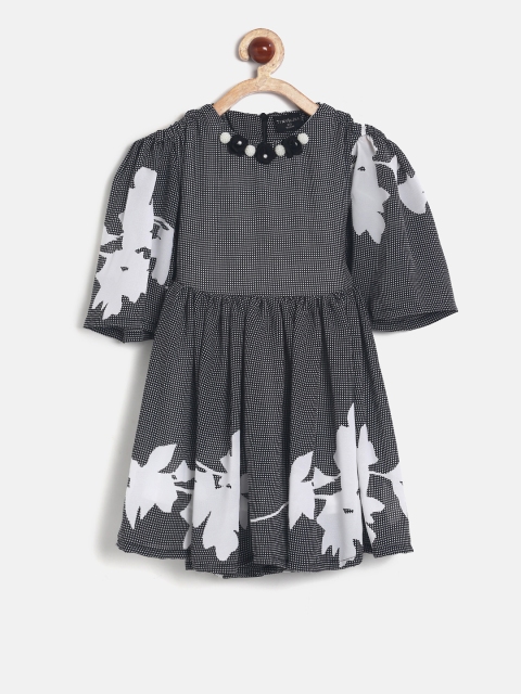 

Tiny Girl Black & White Printed Fit and Flare Dress