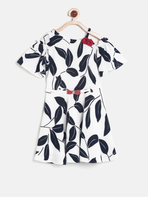 

Tiny Girl Off-White & Navy Printed A-Line Dress
