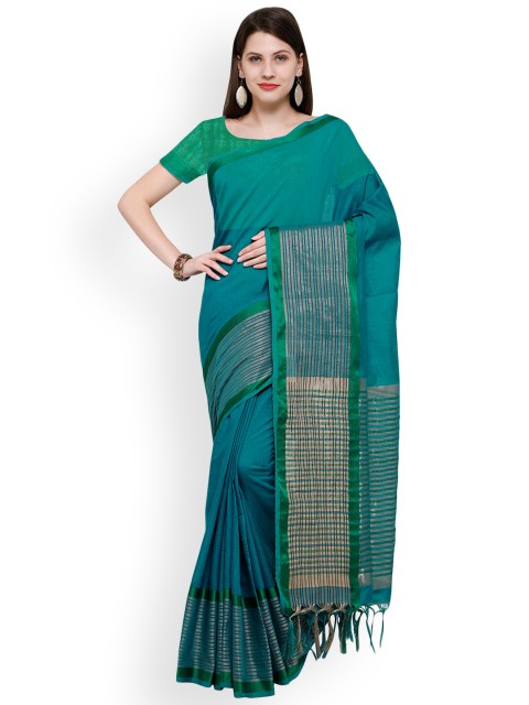

Satrani Green Solid Silk Blend Saree