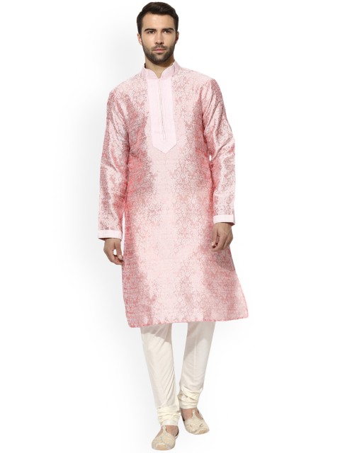 

KISAH Men Pink Woven Design A-Line Kurta