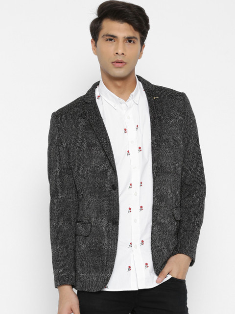 

Arrow New York Black Patterned Zero Calorie Fit Single-Breasted Casual Blazer