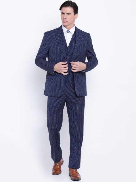 

Arrow Navy Striped Body Tailored Fit Single-Breasted Formal Suit, Navy blue