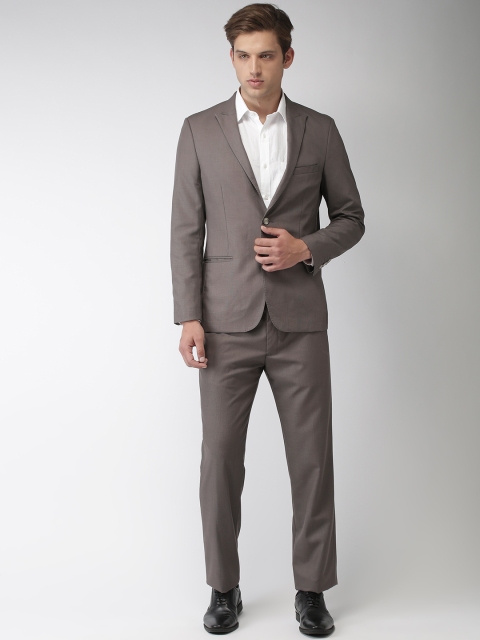 

Arrow Men Brown Self Checked Tailored Fit Single-Breasted Formal Suit