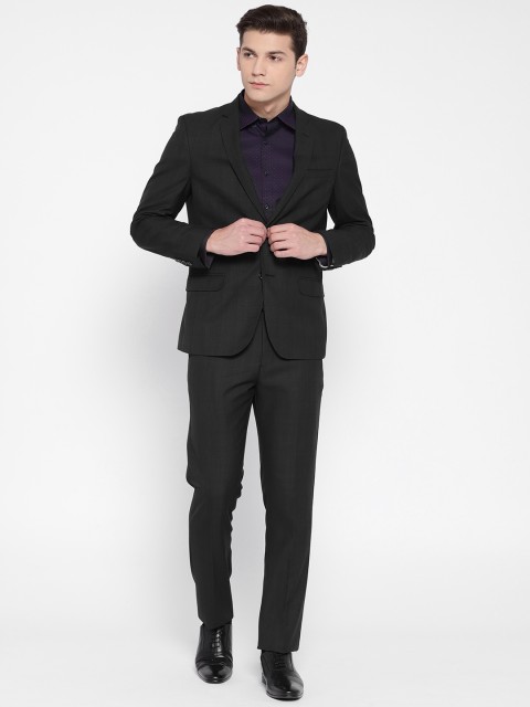 

Arrow Charcoal Grey Tailored Fit Single-Breasted Self-Checked Formal Suit