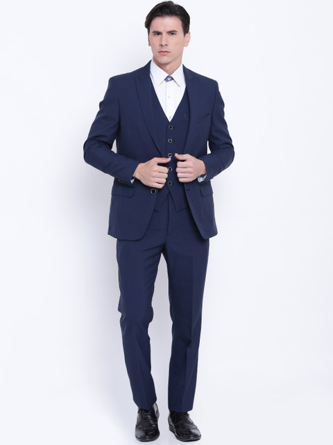 

Arrow Navy Tailored Fit Single-Breasted Formal Suit, Navy blue