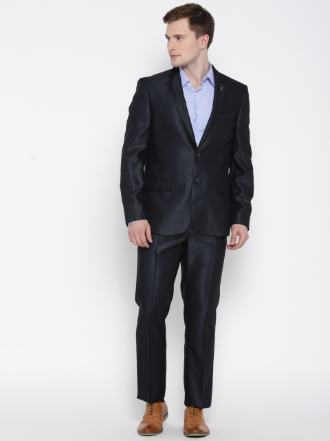 

Arrow Men Navy Single-Breasted Body Tailored Fit Party Suit, Navy blue