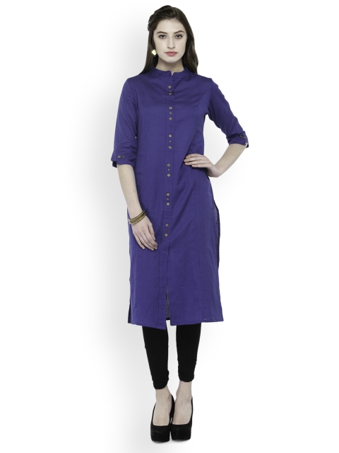 

Laabha Women Blue Solid A-Line Kurta