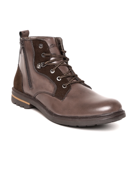 

Duke Men Brown Solid Mid-Top Flat Boots