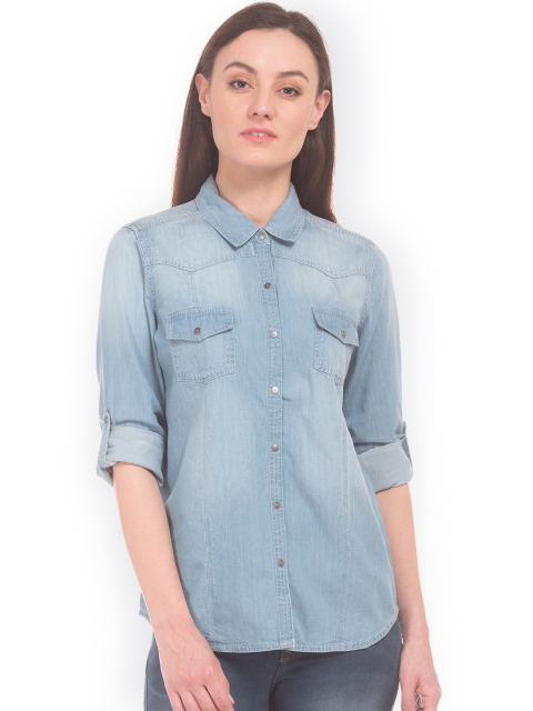 

U.S. Polo Assn. Women Women Blue Regular Fit Solid Casual Shirt