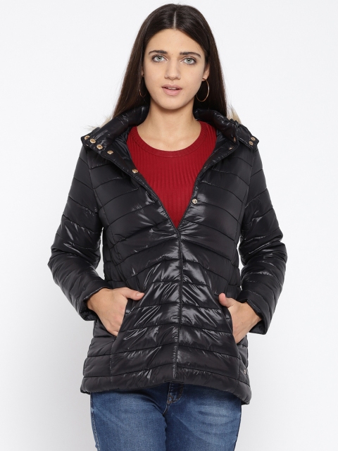 

U.S. Polo Assn. Women Women Black Solid Hooded Puffer Jacket