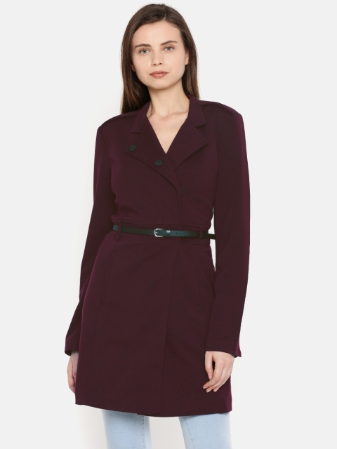 

U.S. Polo Assn. Women Burgundy Solid Tailored Longline Jacket