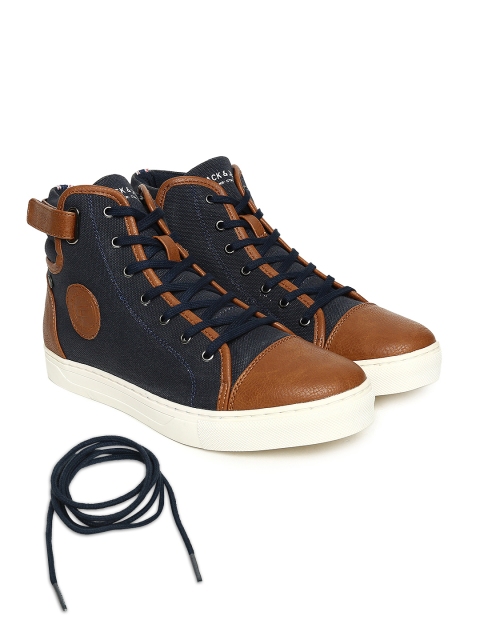 

Jack & Jones Men Blue Solid Canvas STRADA High-Top Sneakers