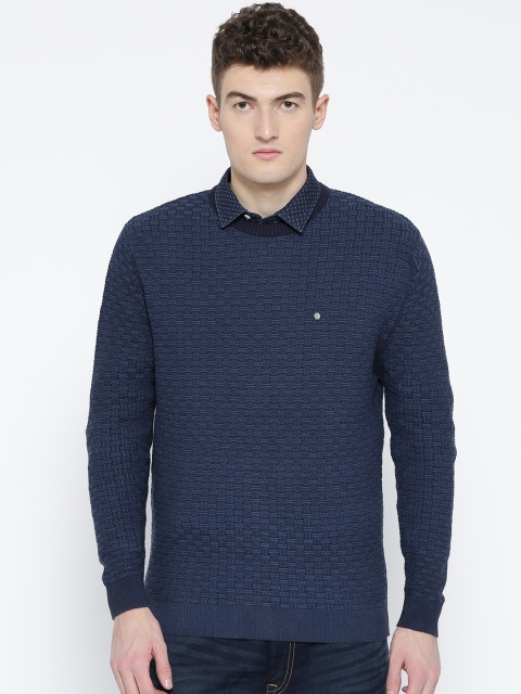 

Blackberrys Men Blue Self-Design Pullover