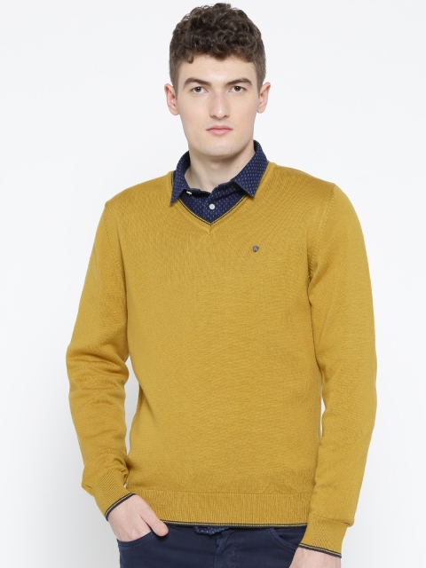 

Blackberrys Men Mustard Yellow Solid Pullover
