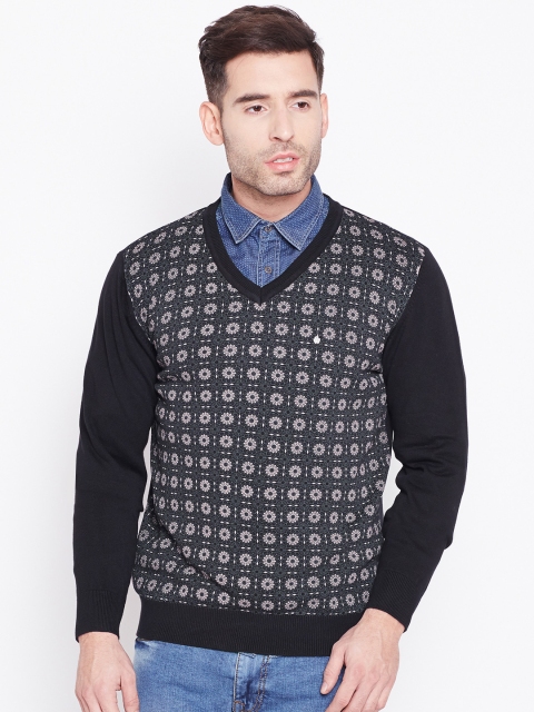 

Blackberrys Men Black & Grey Self Design Sweater