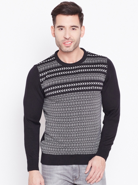 

Blackberrys Men Black & Off-White Self-Design Sweater