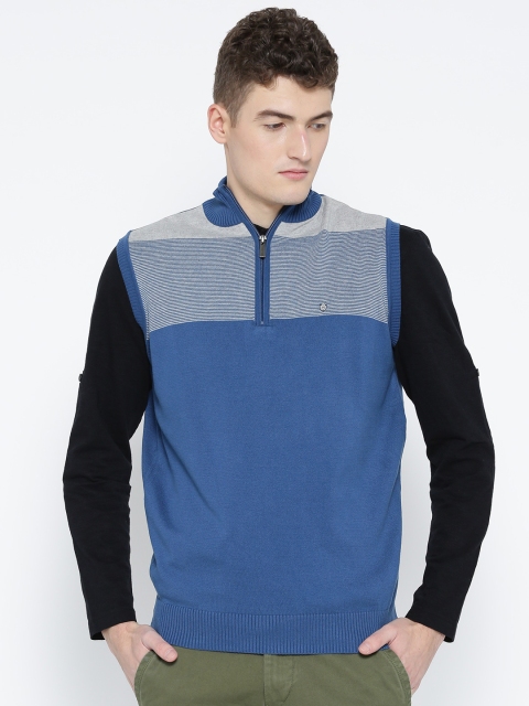 

Blackberrys Men Blue Striped Sweater Vest