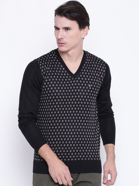 

Blackberrys Men Black & Grey Self-Design Sweater