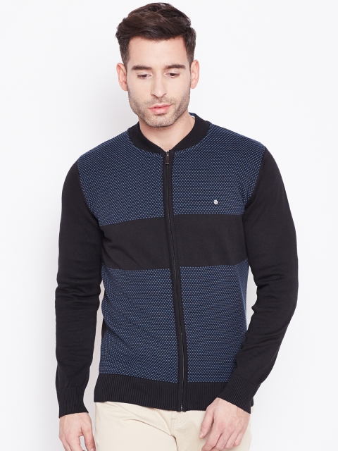 

Blackberrys Men Black & Blue Colourblocked Cardigan