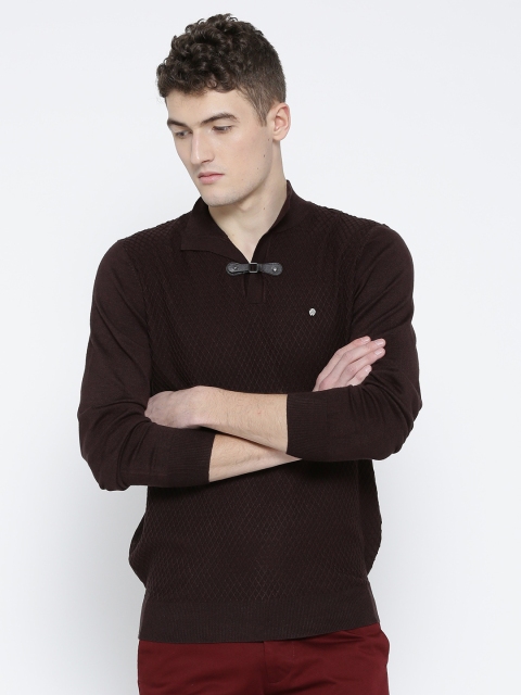 

Blackberrys Men Coffee Brown Self-Design Sweater